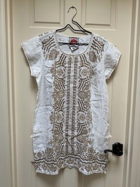 Johnny Was Embroidered Linen Dress size Large